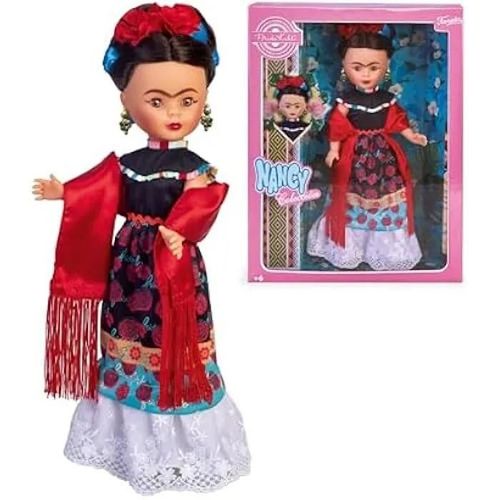 Poupée - Nancy - Nancy Collection Frida Kahlo - Robe Tehuano - Châle Rouge À Franges - Édition Spéciale