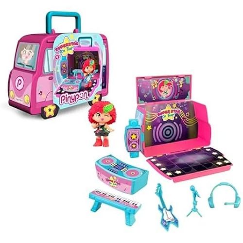 Mallette Autobus Pinypon - Super Star On Tour - Figurine Chanteuse - Accessoires Inclus - Multicolore