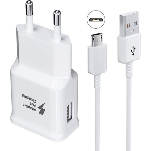 Kit Chargeur Adaptive Charge Rapide Compatible Avec Samsung Galaxy S7 Edge S6 Edge S4 S3 A6 J7 J6 J5 J3 Note5/4/2 Tab S Tab S2, Chargeur Afc Usb 2.0 Chargeur Rapide Mâle Et Câble Micro Usb 1.5m