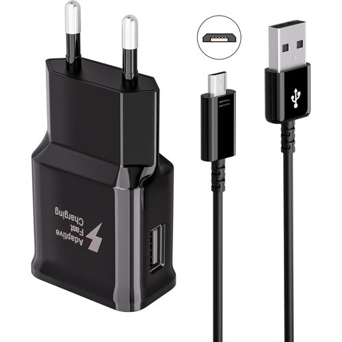 Kit Chargeur Adaptive Charge Rapide Compatible Avec Samsung Galaxy S7 Edge S6 Edge S4 S3 A6 J7 J6 J5 J3 Note5/4/2 Tab S Tab S2, Chargeur Afc Usb 2.0 Chargeur Rapide Mâle Et Câble Micro Usb 1.5m