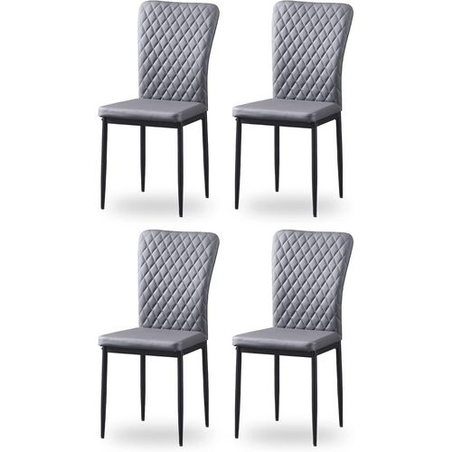 Lot De 4 Chaises De Salle À Manger En Pu Avec Revêtement En Cuir Pu, Dossier Haut, Structure En Métal, Design Moderne Scandinavie, Pour Restaurant, Salle À Manger, Bar Et Café (4, Gris Pu)
