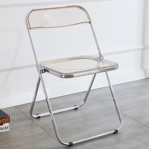 Chaise Pliante Moderne En Acrylique Transparent - Chaise Pliante Empilable En Cristal - Siège De Salon En Plastique Pc - Cadre Chromé Et Chaise Pliable En Acrylique Pour L'intérieur