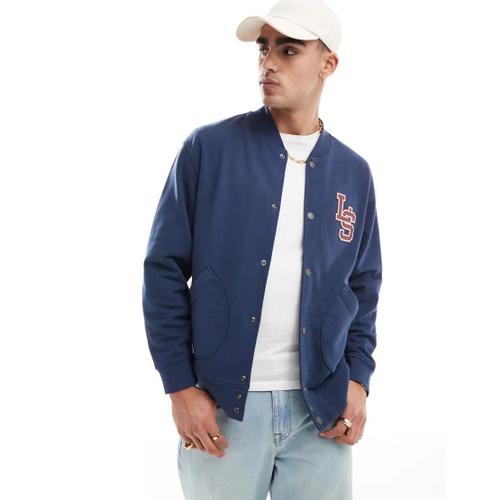 Bomber Molletonné Style Universitaire À Monogramme - Bleu Marine