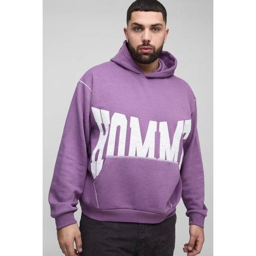 Grande Taille - Sweat À Capuche Oversize À Coutures Contrastantes Homme - Violet - Xxl, Violet