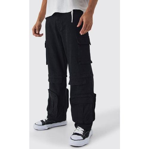 Jean Cargo Baggy Zippé Homme - Noir - 28r, Noir