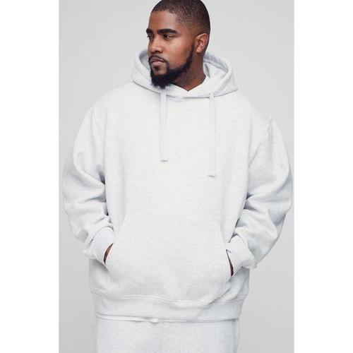 Grande Taille - Sweat À Capuche Oversize À Fente Homme - Gris - Xxxl, Gris