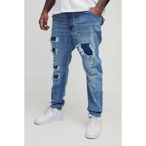 Grande Taille - Jean Skinny Délavé Homme - Mid Wash - 42, Mid Wash