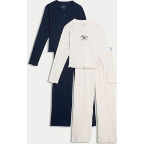 Lot De 2 Pyjamas 100 % Coton Fleuri Et Uni (Du 6 Au 16 Ans) - Multicolore