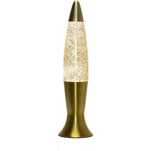 Roxy Lampe À Lave En Verre Et Aluminium Doré Pailleté Salon Chambre D'Adolescent Hauteur 40 Cm G9 Avec Ampoule À Paillettes[X1307]