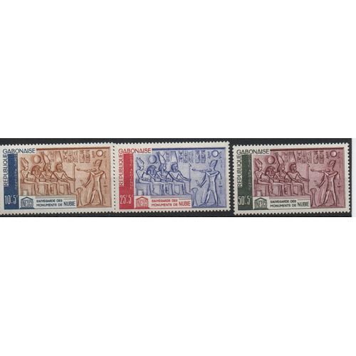 Gabon Timbres Sauvegarde Des Monuments De Nubie