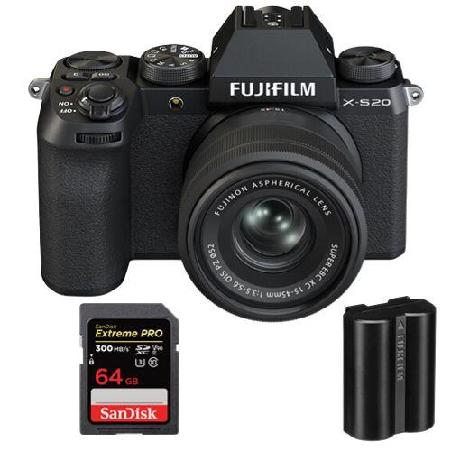 Fujifilm X-S20 Kit 15-45mm Noir+Batterie Fujifilm NP-W235+SanDisk 64Go Extreme Pro SDXC UHS-II U3 V90 300Mo/s