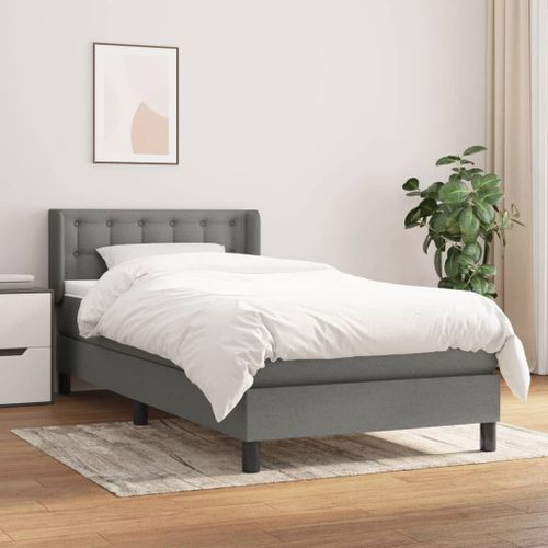 Vidaxl Lit À Sommier Tapissier Avec Matelas Gris Foncé 100x200cm Tissu