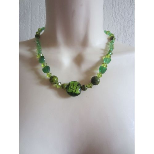 Collier Vert Avec Pendentif En Verre De Murano