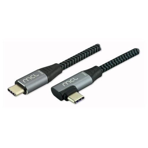 MCL - Câble USB - 24 pin USB-C (M) pour 24 pin USB-C (M) angle droit - USB 3.2 Gen 2 - 5 A - 2 m - Alimentation USB (100 W) - noir et gris