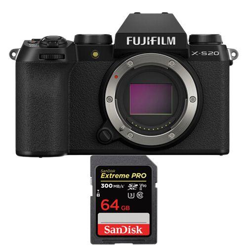 Appareil photo sans miroir Fujifilm X-S20 + SanDisk 64Go Extreme Pro SDXC UHS-II U3 V90 300 Mo/s
