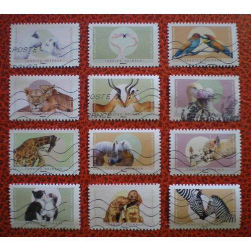 Tendres Animaux - Série Complète De 12 Timbres Oblitérés - France - Année 2023