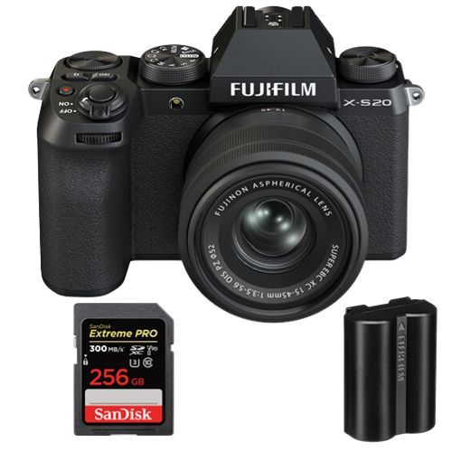 Fujifilm X-S20 Kit 15-45mm Noir+Batterie Fujifilm NP-W235+SanDisk 256Go Extreme Pro SDXC UHS-II U3 V90 300Mo/s