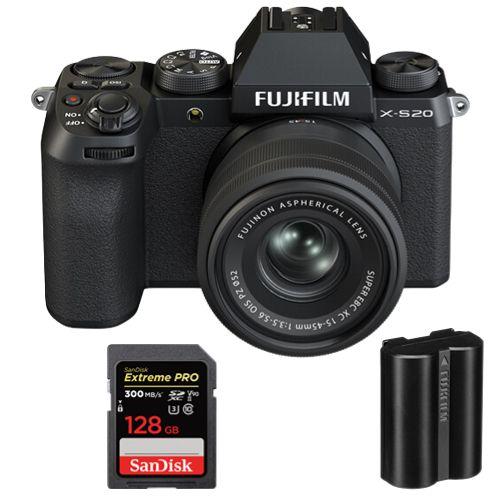 Fujifilm X-S20 Kit 15-45mm Noir+Batterie Fujifilm NP-W235+SanDisk 128Go Extreme Pro SDXC UHS-II U3 300Mo/s