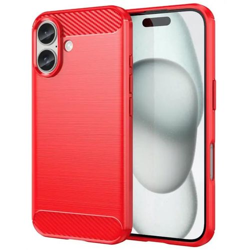 Coque Pour Apple Iphone 16 - Housse Etui Silicone Gel Carbone + Verre Trempe - Rouge