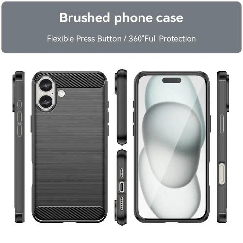 Coque Pour Apple Iphone 16 Plus - Housse Etui Silicone Gel Carbone + Film Ecran - Noir
