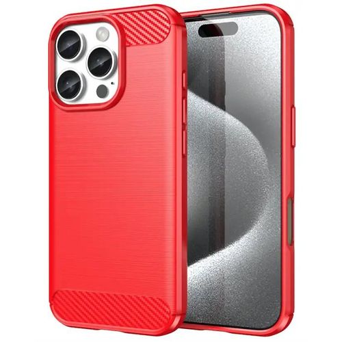 Coque Pour Apple Iphone 16 Pro - Housse Etui Silicone Gel Carbone + Verre Trempe - Rouge