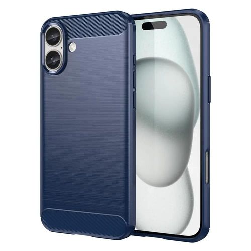 Coque Pour Apple Iphone 16 Plus - Housse Etui Silicone Gel Carbone + Film Ecran - Bleu Fonce