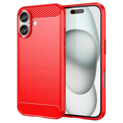 Coque Pour Apple Iphone 16 - Housse Etui Silicone Gel Carbone + Film Ecran - Rouge