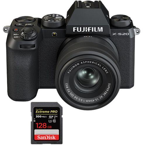 Fujifilm X-S20 Kit 15-45mm Noir+SanDisk 128Go Extreme Pro SDXC UHS-II U3 300Mo/s