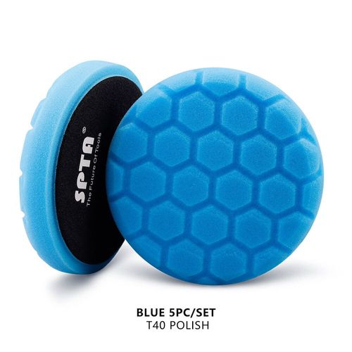 Éventuelles Ta-Tampons De Polissage De Voiture Avec Motif En Accent D'abeille,Éponge,Planche,Cirage- 5 Blue Polish-5inch Backer