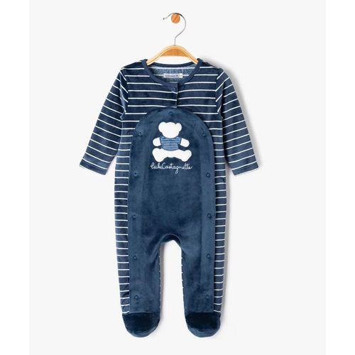 Pyjama En Velours Ouvert Devant Bébé