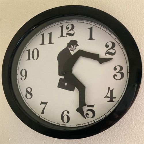 Monty-Horloge Murale Silays euse Inspirée de Silly Walk,Art Mural Silencieux Créatif pour la Maison,Décor de Salon- Black-C3514