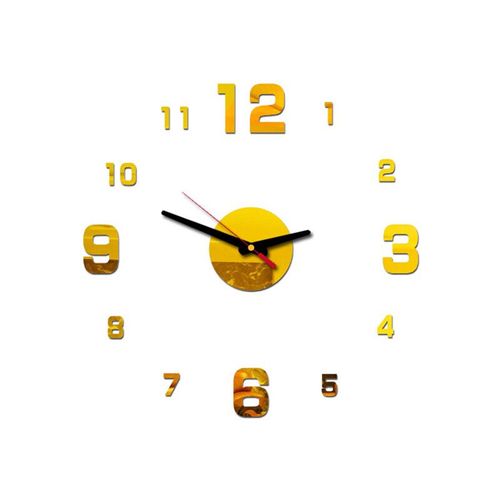 Horloge Numérique Shoe Simple et Créative,Horloge Murale Silays euse,Sans Jolie çon,Autocollant Mural,Bureau- Gold-80-130CM