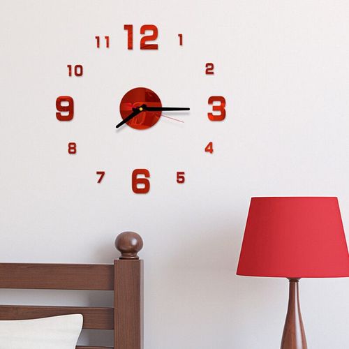 Horloge Numérique Shoe Simple et Créative,Horloge Murale Silays euse,Sans Jolie çon,Autocollant Mural,Bureau,Salon- Red-50CM-C1