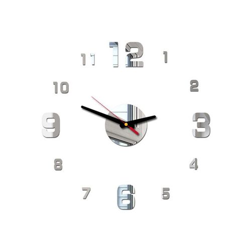 Horloge Numérique Shoe Simple et Créative,Horloge Murale Silays euse,Sans Jolie çon,Autocollant Mural,Bureau,Salon- Sliver-40cm-B