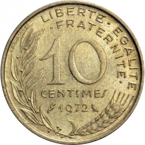 France = Pièce De Monnaie De Collection : 10 Centimes De Franc , Type Marianne De Lagriffoul Et Dieudonné, Année 1972
