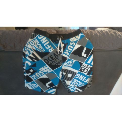 Short Bain Bleu À Motifs