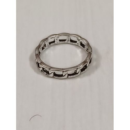 Bague Métal Argenté,Chaine Petits Maillons,Taille 17.83