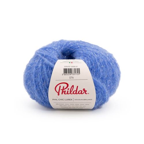 Pelote De Laine Et Mohair Phil Chic Lurex - 25gr - Phildar Faience Bleu