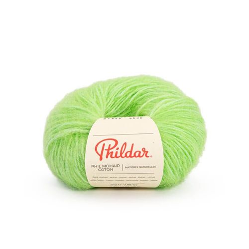 Pelote Phil Mohair Coton 25gr De Phildar : Légèreté Et Élégance Pour Des Créations Raffinées Vert Pomme