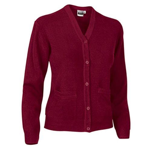 Gilet Manches Longues - Cardigan - Femme - Rouge Bordeaux