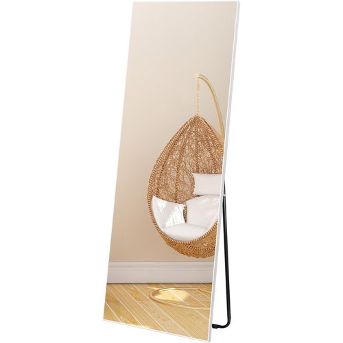Grand Miroir Mural Blanc, 165x51 CM Miroir Antidéflagrant Plein Pied, Miroir Pliable à Poser au Sol pour La Chambre, Le Salon