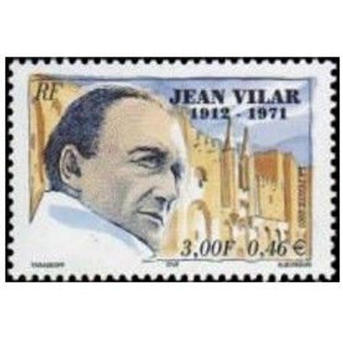 France 2001, Très Beau Timbre Neuf** Luxe Yvert 3398, 30ème Anniversaire De La Mort De L'écrivain Jean Vilar.