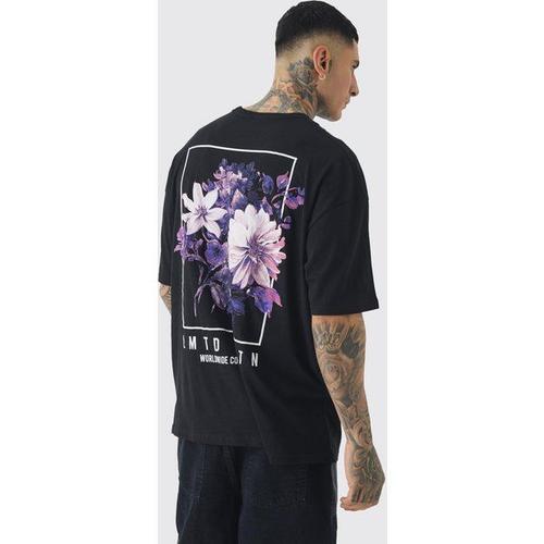 Tall - T-Shirt Oversize Fleuri Homme - Noir - L, Noir