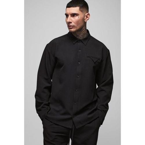 Tall - Chemise Oversize Stretch Homme - Noir - Xxl, Noir