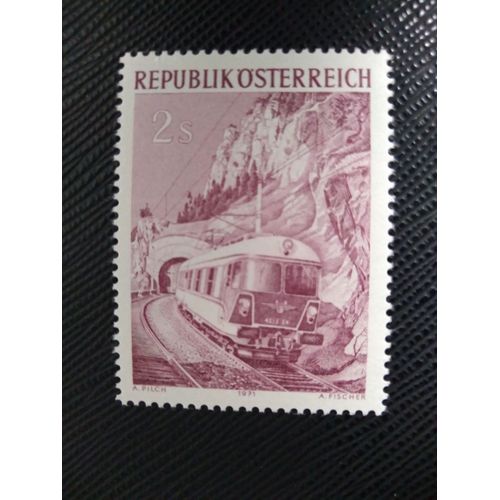 Timbre Autriche Yt 1205 Train Express Br 4010 Et Tunnel De Krausel 1971 ( 100109 )