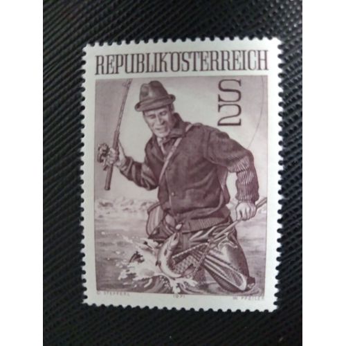 Timbre Autriche Yt 1207 Pêche À La Ligne 1971 ( 100109 )