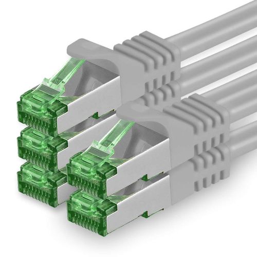 Câble réseau 3.0m Cat.7, lot de 5 câbles de raccordement Cat7, câble Lan Ethernet RJ45 10Gbit/s (toutes les vitesses Internet), gris, 3 mètres