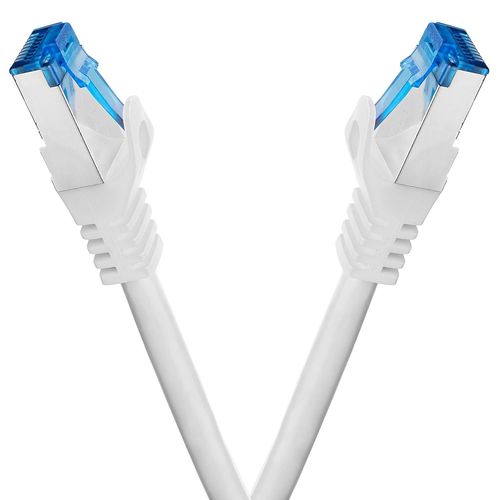 cable ethernet 2 pièces - 1m CAT 7 cable rj45 LAN câble internet gigabit CAT7 Câble réseau blanc