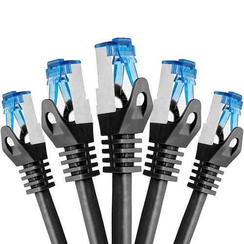 cable ethernet 5 pièces - 2m CAT 7 cable rj45 LAN câble internet gigabit CAT7 Câble réseau noir