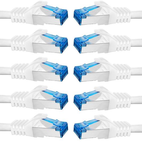 cable ethernet 10 pièces - 3m CAT 7 cable rj45 LAN câble internet gigabit CAT7 Câble réseau blanc